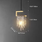 Modern Luxury Teardrop Shape Irregular Rectangle Copper Glass 1-light Pendant Light for Bedroom