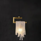 Modern Luxury Teardrop Shape Irregular Rectangle Copper Glass 1-light Pendant Light for Bedroom