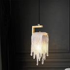Modern Luxury Teardrop Shape Irregular Rectangle Copper Glass 1-light Pendant Light for Bedroom