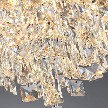 Modern Luxury Tassel Round Dome Stainless Steel Crystal 3/5/8 Light Flush Mount Ceiling Light for Bedroom