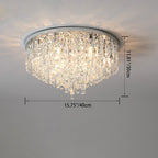Modern Luxury Tassel Round Dome Stainless Steel Crystal 3/5/8 Light Flush Mount Ceiling Light for Bedroom
