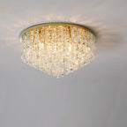 Modern Luxury Tassel Round Dome Stainless Steel Crystal 3/5/8 Light Flush Mount Ceiling Light for Bedroom