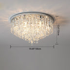 Modern Luxury Tassel Round Dome Stainless Steel Crystal 3/5/8 Light Flush Mount Ceiling Light for Bedroom