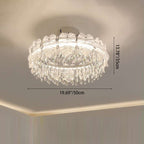 Modern Luxury Round Hardware Glass Crystal LED Semi-Flush Mount Ceiling Light For Bedroom