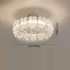 Modern Luxury Round Hardware Glass Crystal LED Semi-Flush Mount Ceiling Light For Bedroom