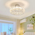 Modern Luxury Round Hardware Glass Crystal LED Semi-Flush Mount Ceiling Light For Bedroom