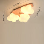 Contemporary Creative Cream Cloud Shape Rhombus Rubberwood Glass 3/5 Light Semi-Flush Mount Ceiling Light For Bedroom