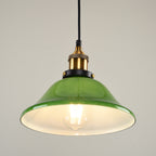 Contemporary Industrial Round Cone Metal Glass 1-Light Pendant Light For Living Room