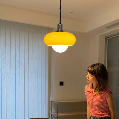 Contemporary Scandinavian Tart Round Hardware Glass 1-Light Pendant Light For Dining Room