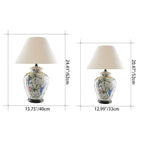 Traditional Rustic Bird Flower Oval Prism Fabric Copper Ceramic 1-Light Table Lamp For Bedroom Lumendat