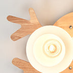 Contemporary Creative Antler Round Cylinder Wood Glass 3/5/7 Light Semi-Flush Mount Ceiling Light For Bedroom