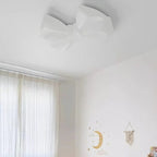 Contemporary Creative Cream Kids Cute Bow PE Iron LED Flush Mount Ceiling Light For Bedroom