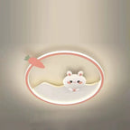 Contemporary Scandinavian Cartoon Cute Rabbit Round Dome Hardware Acrylic LED Flush Mount Ceiling Light For Bedroom