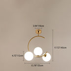 Contemporary Creative Orb Circle Iron Glass 3-Light Semi-Flush Mount Ceiling Light For Bedroom