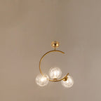 Contemporary Creative Orb Circle Iron Glass 3-Light Semi-Flush Mount Ceiling Light For Bedroom