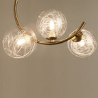 Contemporary Creative Orb Circle Iron Glass 3-Light Semi-Flush Mount Ceiling Light For Bedroom
