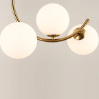 Contemporary Creative Orb Circle Iron Glass 3-Light Semi-Flush Mount Ceiling Light For Bedroom