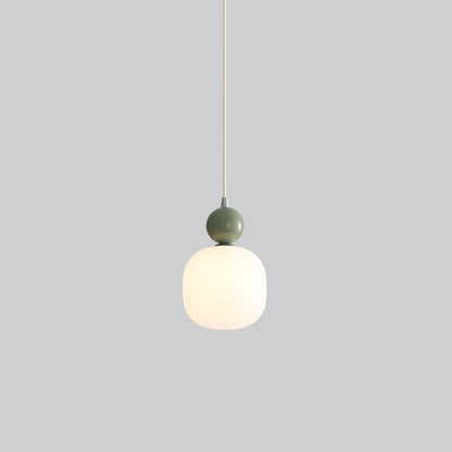 Contemporary Scandinavian Cream Round Cylinder Resin PE 1-Light Pendant Light For Bedroom