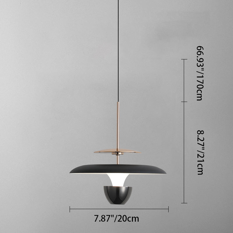 Contemporary Scandinavian Flying Saucer Round Iron Acrylic LED Pendant Light for Bedroom
