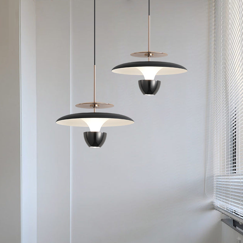 Contemporary Scandinavian Flying Saucer Round Iron Acrylic LED Pendant Light for Bedroom