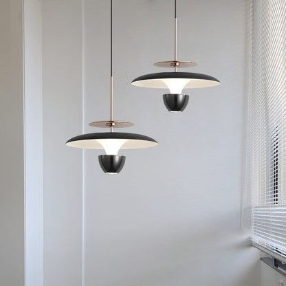 Contemporary Scandinavian Flying Saucer Round Iron Acrylic LED Pendant Light for Bedroom