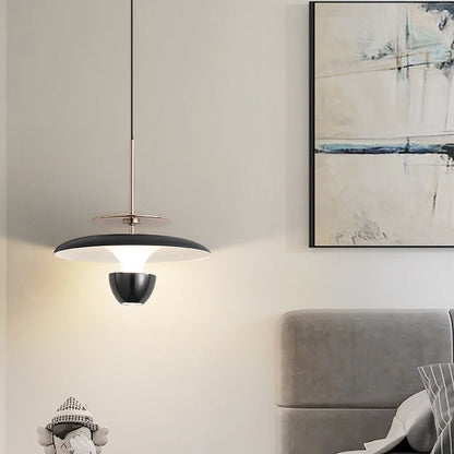Contemporary Scandinavian Flying Saucer Round Iron Acrylic LED Pendant Light for Bedroom
