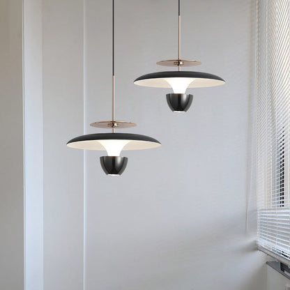 Contemporary Scandinavian Flying Saucer Round Iron Acrylic LED Pendant Light for Bedroom