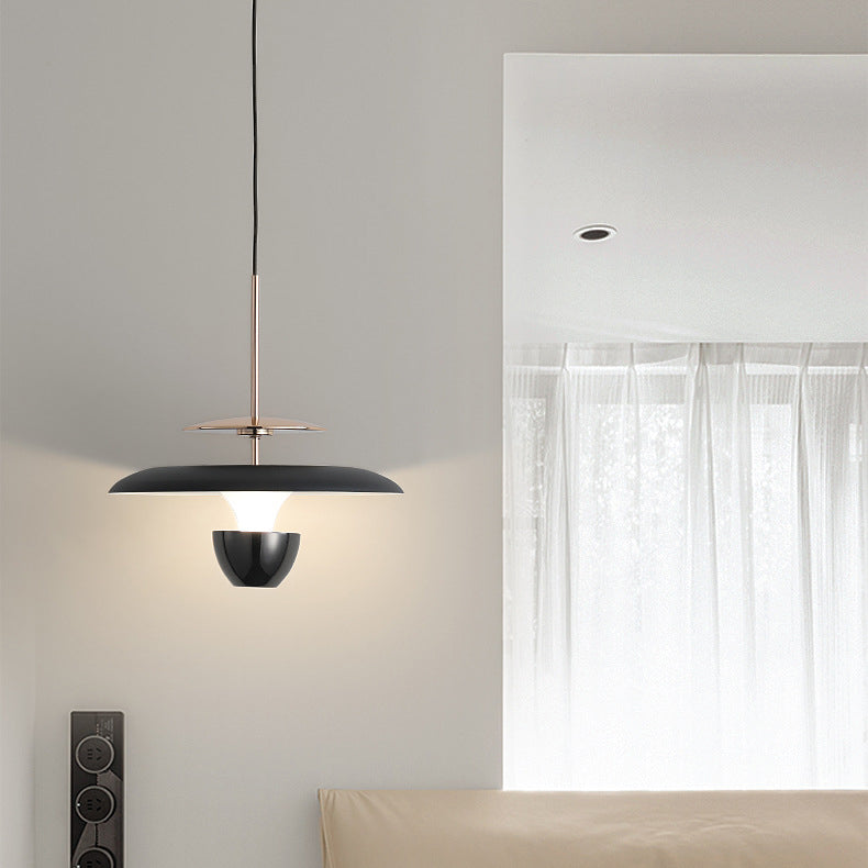 Contemporary Scandinavian Flying Saucer Round Iron Acrylic LED Pendant Light for Bedroom