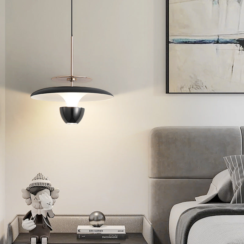 Contemporary Scandinavian Flying Saucer Round Iron Acrylic LED Pendant Light for Bedroom