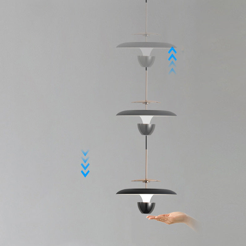 Contemporary Scandinavian Flying Saucer Round Iron Acrylic LED Pendant Light for Bedroom