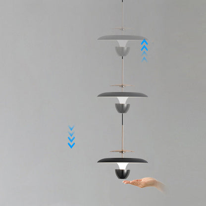 Contemporary Scandinavian Flying Saucer Round Iron Acrylic LED Pendant Light for Bedroom