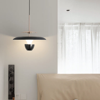 Contemporary Scandinavian Flying Saucer Round Iron Acrylic LED Pendant Light for Bedroom