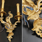 Traditional French Candle Shape Copper 2/3 Light Wall Sconce Lamp For Bedroom