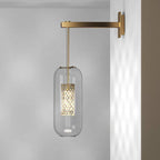 Contemporary Scandinavian Cylinder Oval Stainless Steel Glass 1-Light Wall Sconce Lamp For Bedroom