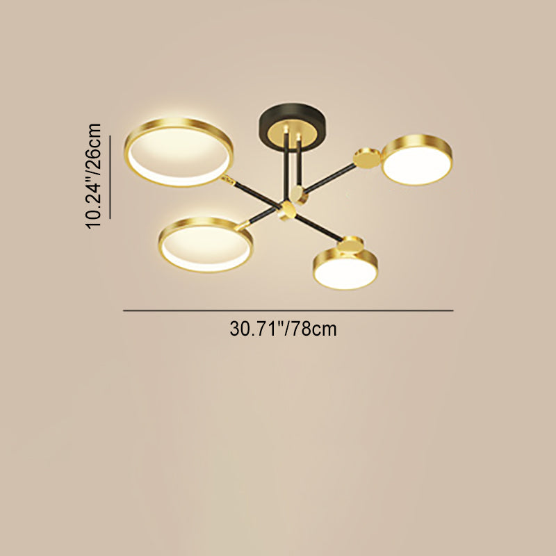Contemporary Scandinavian Round Silicone Iron Acrylic LED Chandelier for Bedroom BulbSquare