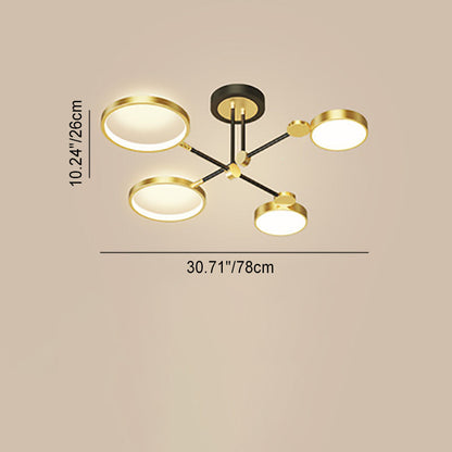 Contemporary Scandinavian Round Silicone Iron Acrylic LED Chandelier for Bedroom