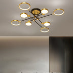 Contemporary Scandinavian Round Silicone Iron Acrylic LED Chandelier for Bedroom BulbSquare