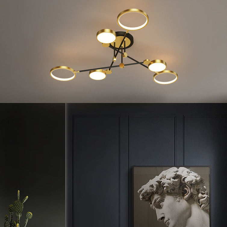 Contemporary Scandinavian Round Silicone Iron Acrylic LED Chandelier for Bedroom BulbSquare