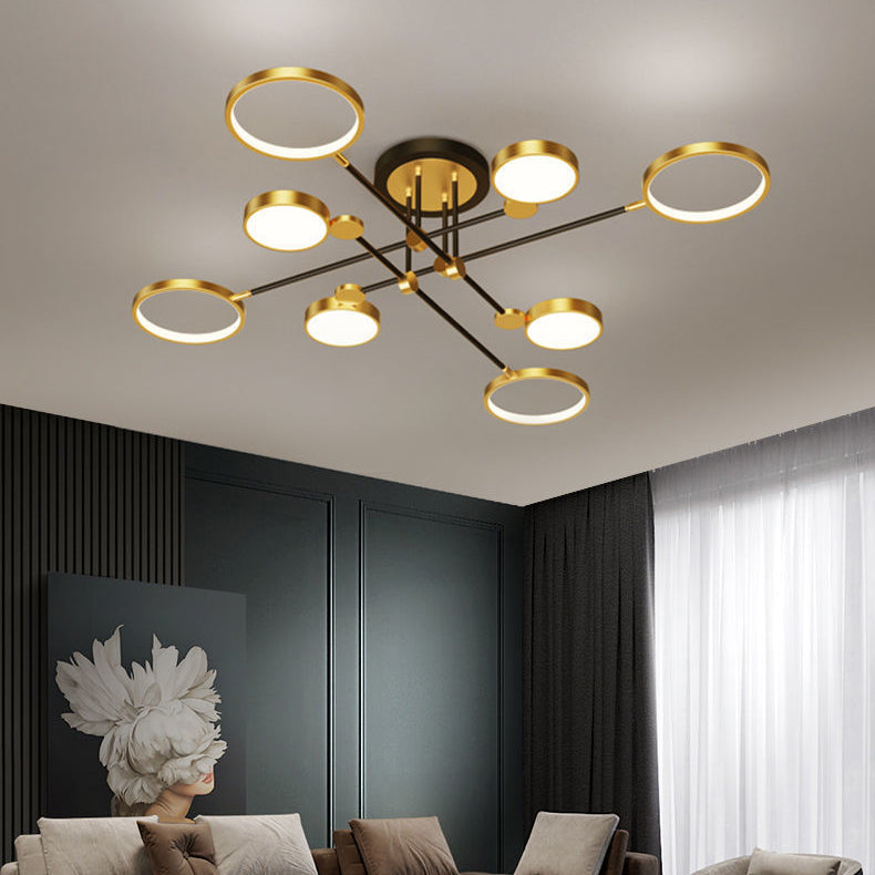 Contemporary Scandinavian Round Silicone Iron Acrylic LED Chandelier for Bedroom BulbSquare
