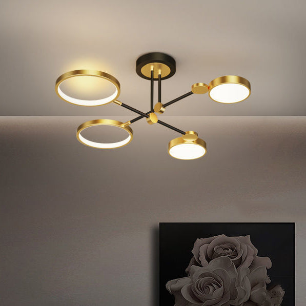 Contemporary Scandinavian Round Silicone Iron Acrylic LED Chandelier for Bedroom BulbSquare