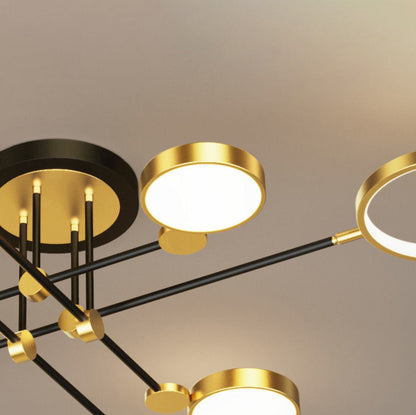 Contemporary Scandinavian Round Silicone Iron Acrylic LED Chandelier for Bedroom