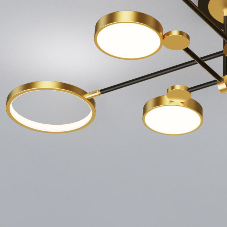 Contemporary Scandinavian Round Silicone Iron Acrylic LED Chandelier for Bedroom