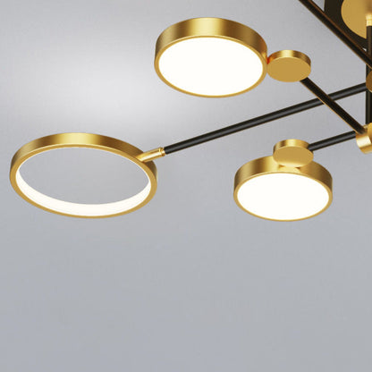 Contemporary Scandinavian Round Silicone Iron Acrylic LED Chandelier for Bedroom