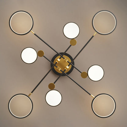 Contemporary Scandinavian Round Silicone Iron Acrylic LED Chandelier for Bedroom