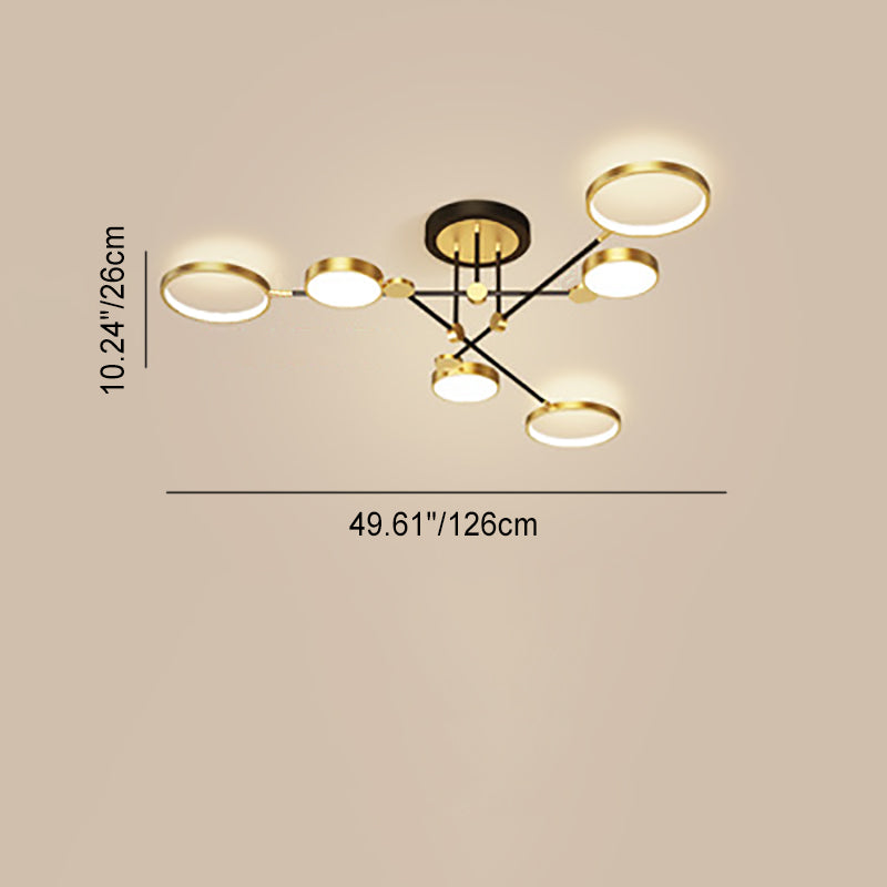 Contemporary Scandinavian Round Silicone Iron Acrylic LED Chandelier for Bedroom BulbSquare
