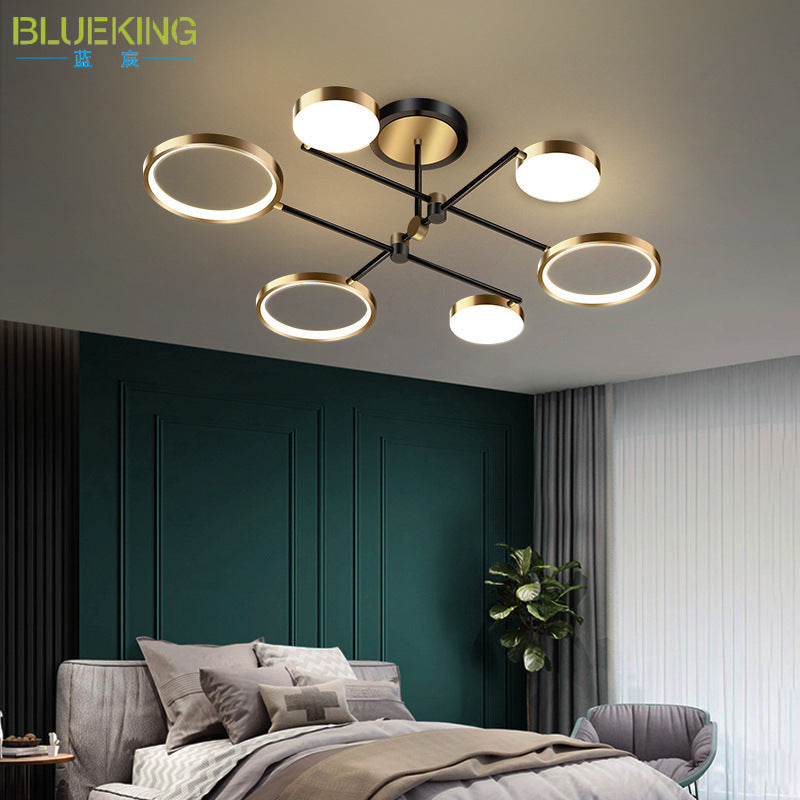Contemporary Scandinavian Round Silicone Iron Acrylic LED Chandelier for Bedroom BulbSquare