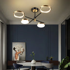 Contemporary Scandinavian Round Silicone Iron Acrylic LED Chandelier for Bedroom BulbSquare