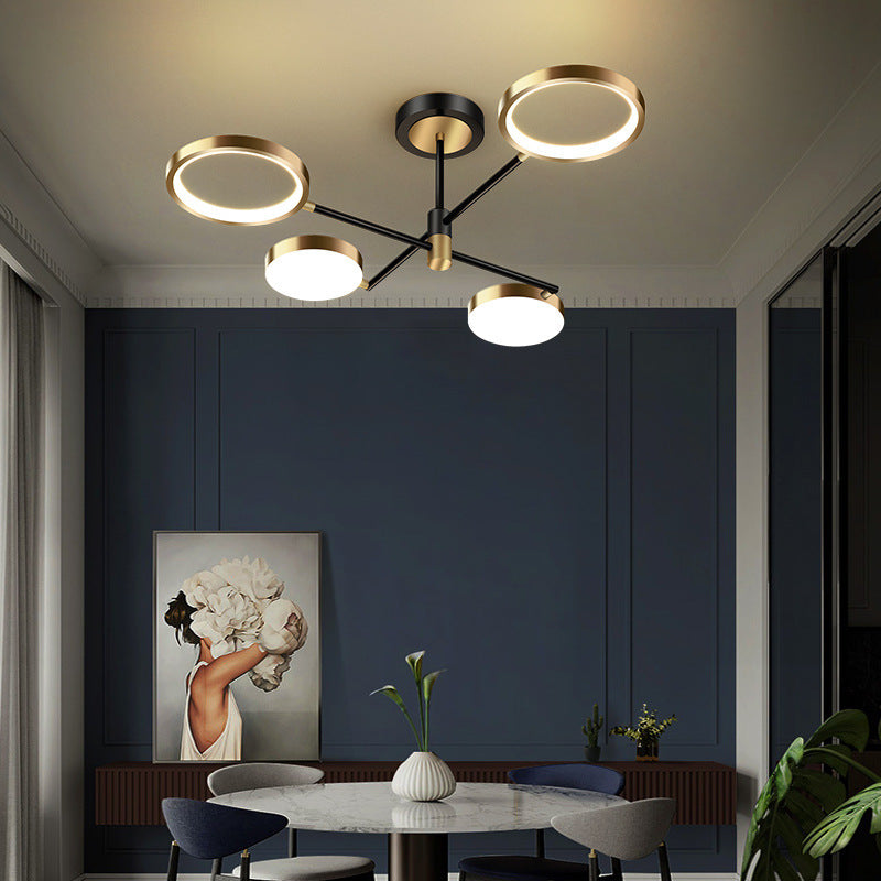 Contemporary Scandinavian Round Silicone Iron Acrylic LED Chandelier for Bedroom BulbSquare