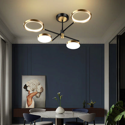Contemporary Scandinavian Round Silicone Iron Acrylic LED Chandelier for Bedroom