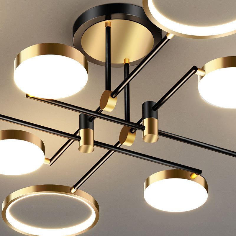 Contemporary Scandinavian Round Silicone Iron Acrylic LED Chandelier for Bedroom BulbSquare